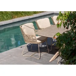 4-Seasons Outdoor 4 Seasons Fabrice lounge dining stoel - Latte Discount