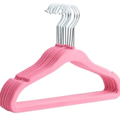 Merkloos 20 Stuks Kinder Kledinghangers - Fluweel - Roze Online