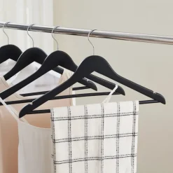 ACAZA 20 stuks Massief Houten Kledinghangers - Esdoorn Hout - Glad Oppervlak - Zwart Outlet