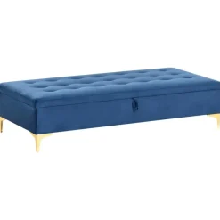 Leen Bakker ABERDEEN - Ottomaan met opbergruimte - Marineblauw - Fluweel New