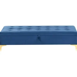 Leen Bakker ABERDEEN - Ottomaan met opbergruimte - Marineblauw - Fluweel New