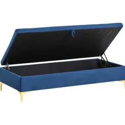 Leen Bakker ABERDEEN - Ottomaan met opbergruimte - Marineblauw - Fluweel New