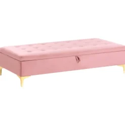 Leen Bakker ABERDEEN - Ottomaan met opbergruimte - Roze - Fluweel New