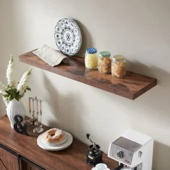 Merkloos ACAZA Boekenplank van 140 cm lang - industrieel Design - Vintage bruin