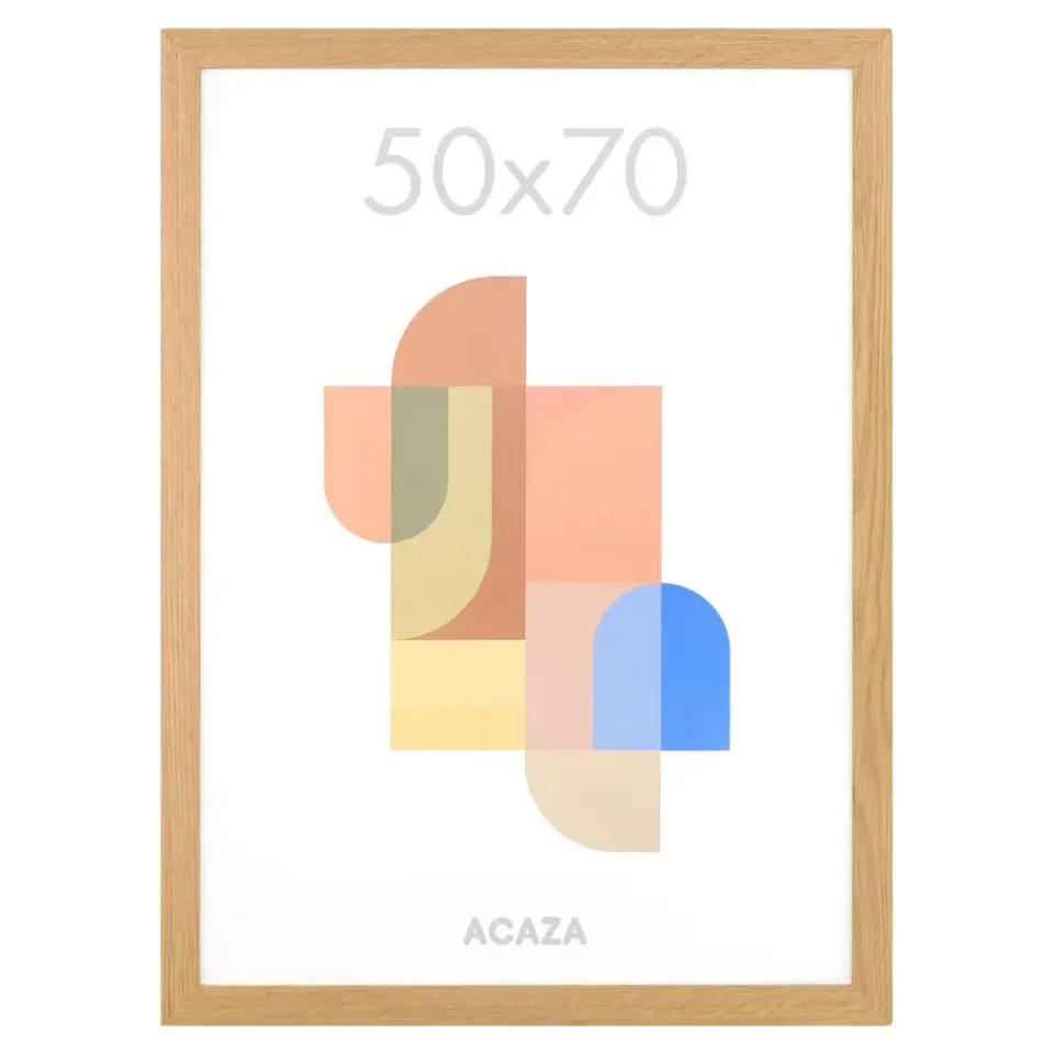 Merkloos ACAZA Fotokader - Fotolijst - 50x70 cm - MDF hout & plexiglas - Warme Eik kleur New
