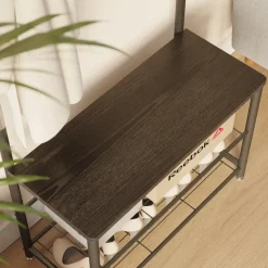 Merkloos ACAZA® Staande Kapstok met 9 Haken en Schoenenrek - Garderoberek - Zwart Hot