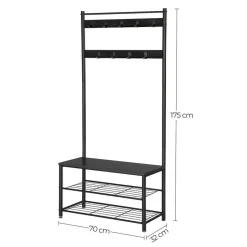 Merkloos ACAZA® Staande Kapstok met 9 Haken en Schoenenrek - Garderoberek - Zwart Hot