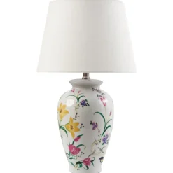 Leen Bakker ACROSSO - Tafellamp - Wit - Porselein/Linnen Hot