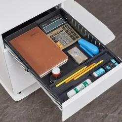 Euroseats Afsluitbaar ladeblok / bureaukast 39x60 cm - 3 lades - Wit New