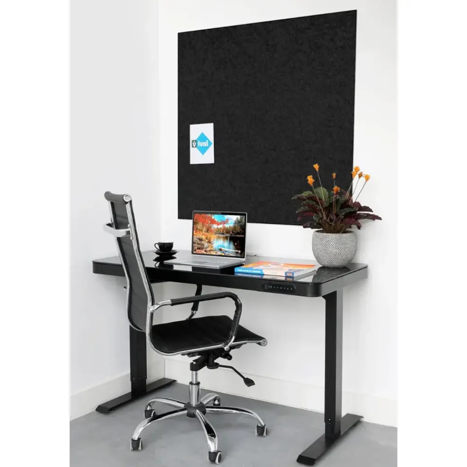 IVOL Akoestisch wandpaneel PET-vilt - 100x100 cm - Zwart Discount