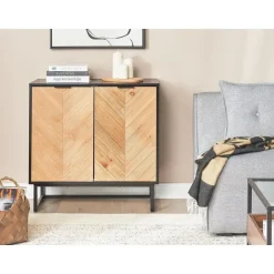 Beliani ALASKA - Dressoir - Lichtbruin/Zwart - Hout Discount