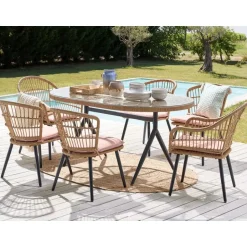 Beliani ALIANO - Tuinset 6 personen - Natuurlijk - PE rotan Online