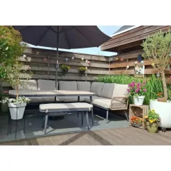 Garden Impressions Allasio lounge-dining hoekset - 5-dlg. - c.black - desert sand - VW Discount