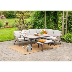 Garden Impressions Allasio lounge-dining hoekset - 5-dlg. - c.black - desert sand - VW Discount