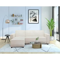 Dorel Home Allie - 3-zits hoekslaapbank in crèmekleurige stof Sale