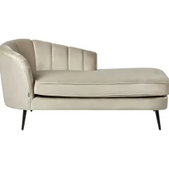 Beliani ALLIER - Chaise longue - Beige - Linkerzijde - Fluweel Clearance