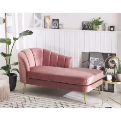 Beliani ALLIER - Chaise longue - Roze - Linkerzijde - Fluweel Outlet