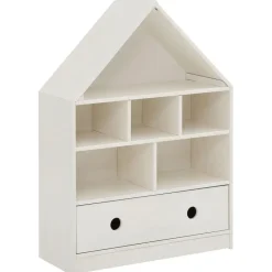 Loft24 Alpi - Boekenkast met dak en 1 lade in wit gelakt grenen Online