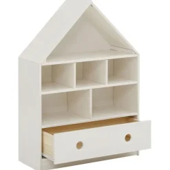 Loft24 Alpi - Boekenkast met dak en 1 lade in wit gelakt grenen Online