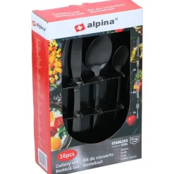 Alpina Bestek - 16-delig - 4 personen - mat zwart - RVS Sale