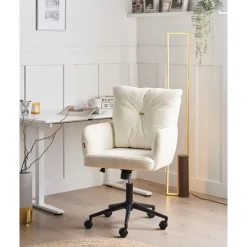 Leen Bakker ALPINE - Bureaustoel - Gebroken wit - Bouclé Best