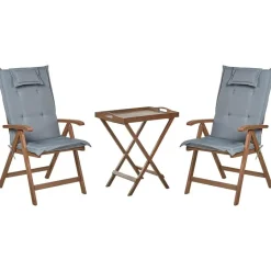 Beliani AMANTEA - Bistroset - Donkerhout/Grijs - Acaciahout Discount