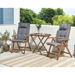 Beliani AMANTEA - Bistroset - Donkerhout/Grijs - Acaciahout Discount