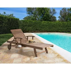 Leen Bakker AMANTEA - Ligstoel - Donkerbruin - Acaciahout Sale