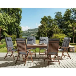 Beliani AMANTEA - Tuinset voor 6 - Donkerhout/Grijs - Acaciahout Hot