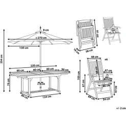 Beliani AMANTEA - Tuinset voor 6 - Donkere houtkleur/Grijs - Acaciahout Clearance