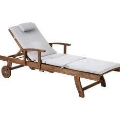 Leen Bakker AMANTEA PREMIUM II - Ligstoel - Lichtgrijs - Acaciahout Hot