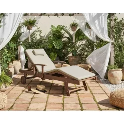 Leen Bakker AMANTEA PREMIUM II - Tuinligstoel - Taupe - Acaciahout New