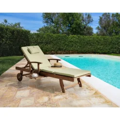 Leen Bakker AMANTEA PREMIUM II - Tuinligstoel - Groen - Acaciahout Sale