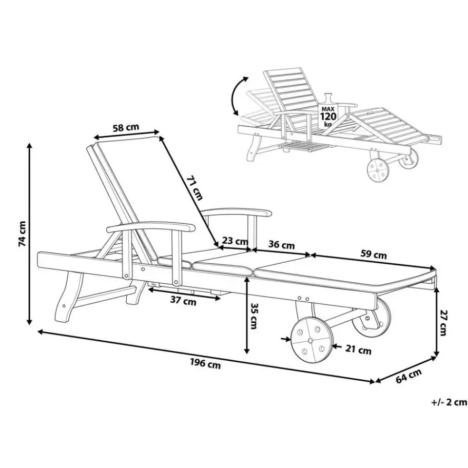 Leen Bakker AMANTEA PREMIUM II - Tuinligstoel - Groen - Acaciahout Sale
