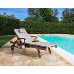 Leen Bakker AMANTEA PREMIUM II - Tuinligstoel - Grijs - Acaciahout New