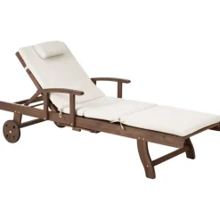 Leen Bakker AMANTEA PREMIUM II - Tuinligstoel - Lichtbeige - Acaciahout New