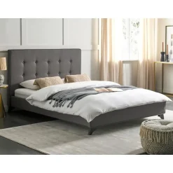 Beliani AMBASSADOR - Tweepersoonsbed - Grijs - 140 x 200 cm - Polyester Sale