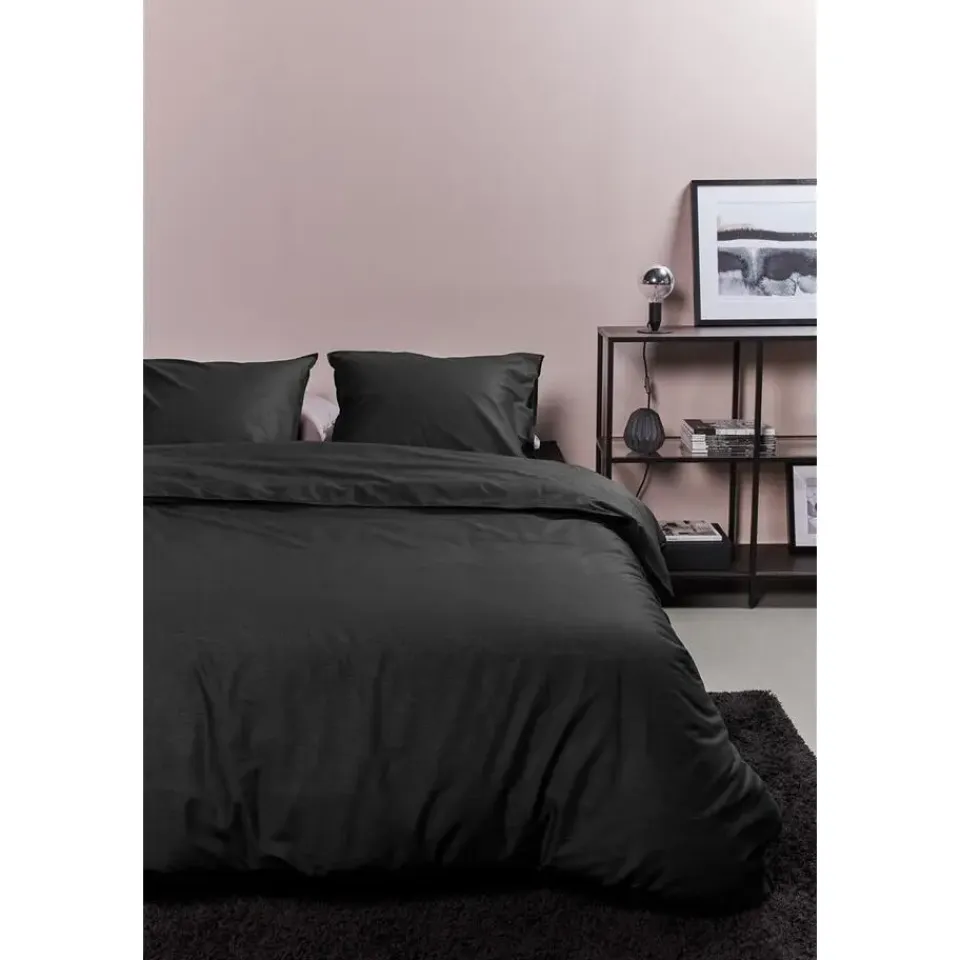 Ambiante Cotton Uni dekbedovertrek - 140x200/220 - Zwart Discount