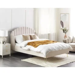 Beliani AMBILLOU - Bed - Lichtbeige - 140 x 200 cm - Polyester