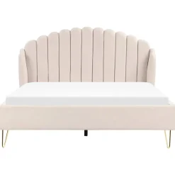 Beliani AMBILLOU - Bed - Lichtbeige - 160 x 200 cm - Polyester Outlet