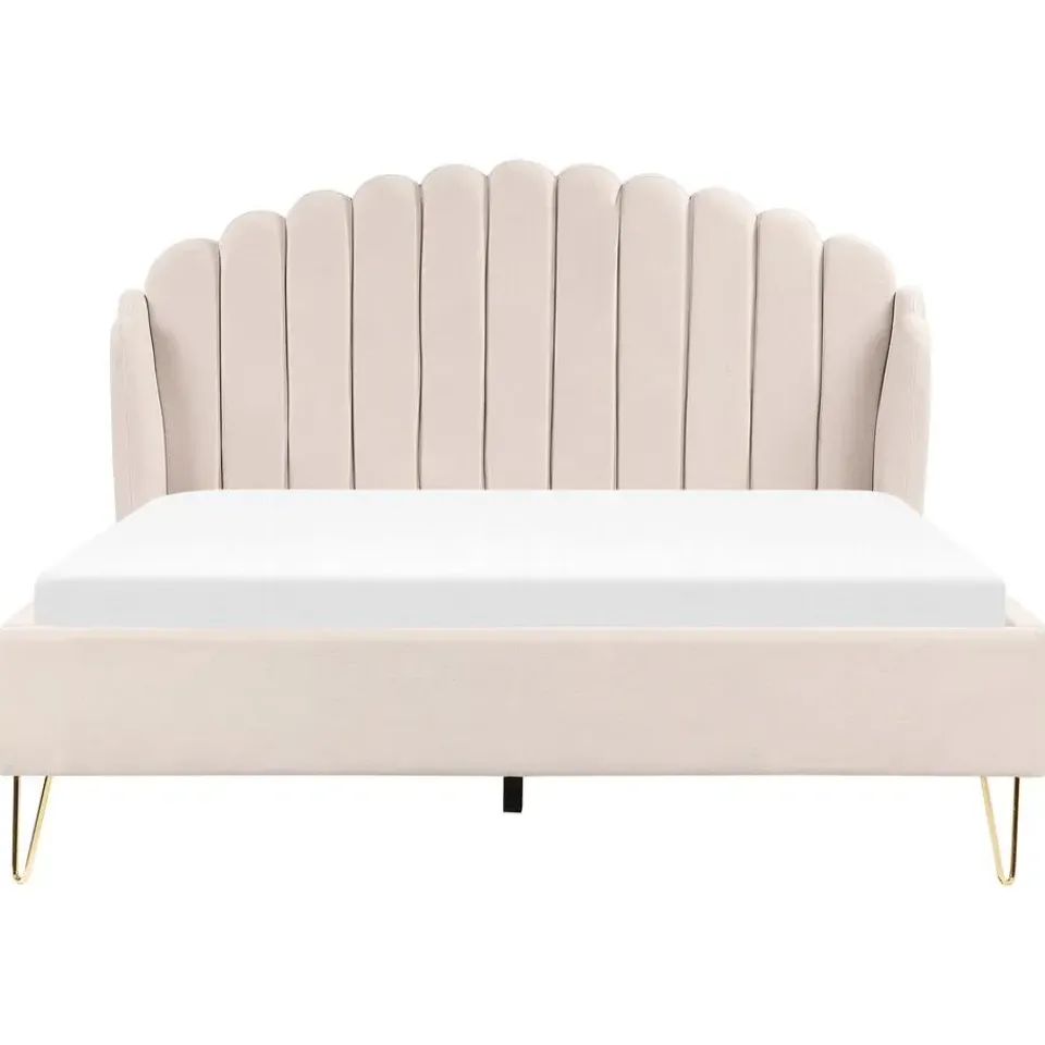 Beliani AMBILLOU - Bed - Lichtbeige - 160 x 200 cm - Polyester Outlet