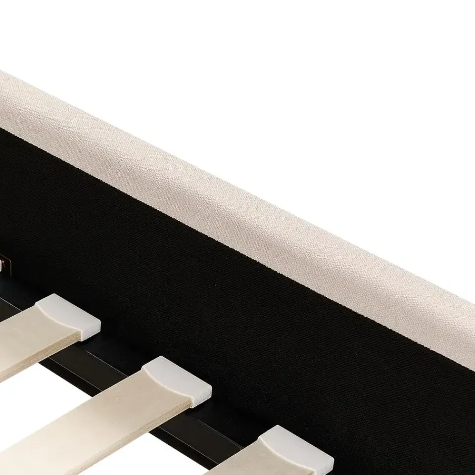 Beliani AMBILLOU - Bed - Lichtbeige - 160 x 200 cm - Polyester Outlet