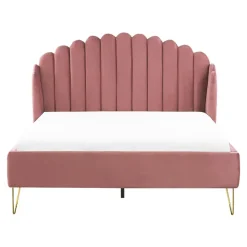 Beliani AMBILLOU - Tweepersoonsbed - Roze - 140 x 200 cm - Fluweel Online