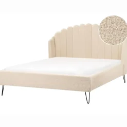 Beliani AMBILLOU - Tweepersoonsbed - Beige - 140 x 200 cm - Bouclé New