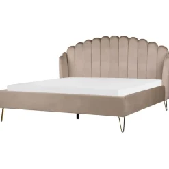 Beliani AMBILLOU - Tweepersoonsbed - Taupe - 180 x 200 cm - Fluweel Discount