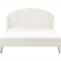 Beliani AMBILLOU - Tweepersoonsbed - Gebroken wit - 160 x 200 cm - Bouclé Sale