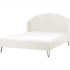 Beliani AMBILLOU - Tweepersoonsbed - Gebroken wit - 160 x 200 cm - Bouclé Sale