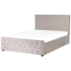 Beliani AMIENS - Bed met opbergruimte - Taupe - 140 x 200 cm - Fluweel Discount