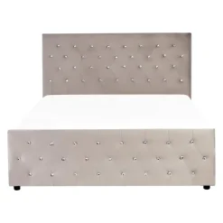 Beliani AMIENS - Bed met opbergruimte - Taupe - 140 x 200 cm - Fluweel Discount