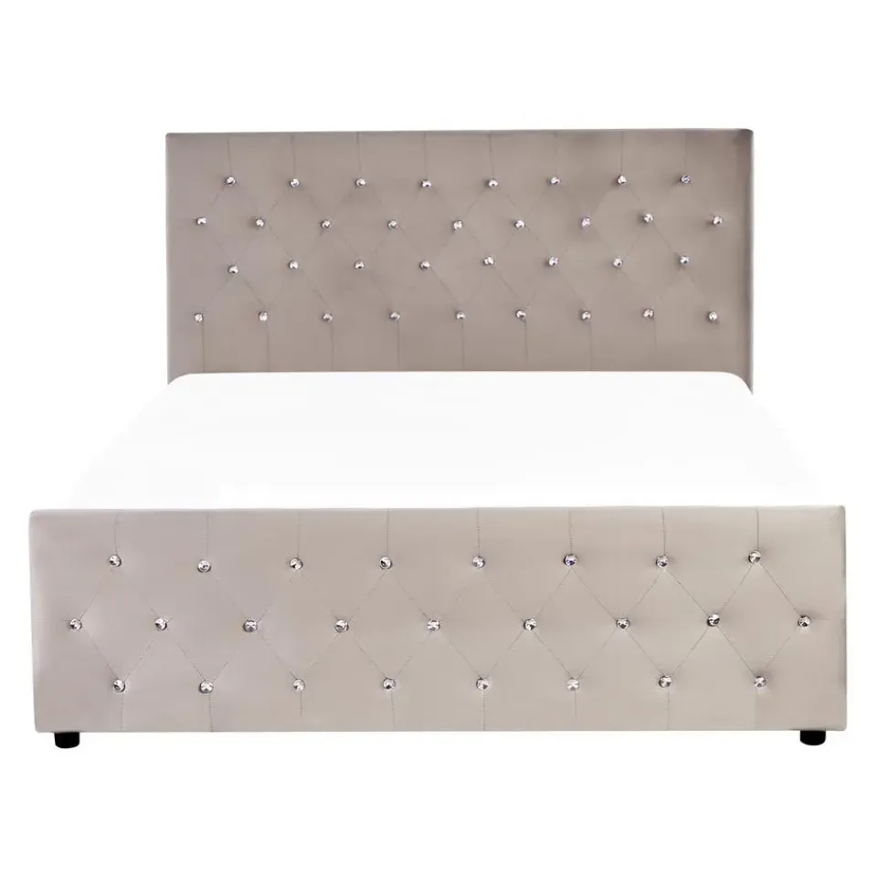 Beliani AMIENS - Bed met opbergruimte - Taupe - 140 x 200 cm - Fluweel Discount